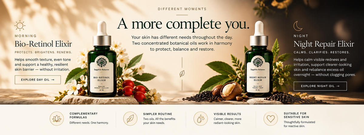 A more complete you: Bio Retinol Elixir by morning, Night Repair Elixir by night